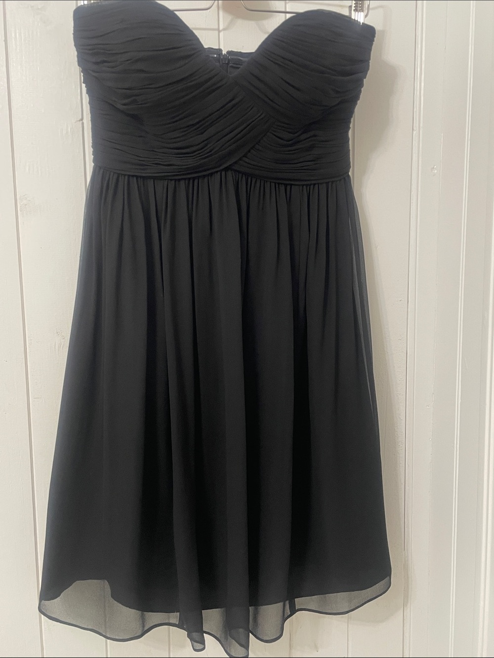 100% Silk Chiffon Donna Morgan Strapless Black Chiffon Party Dress - 6